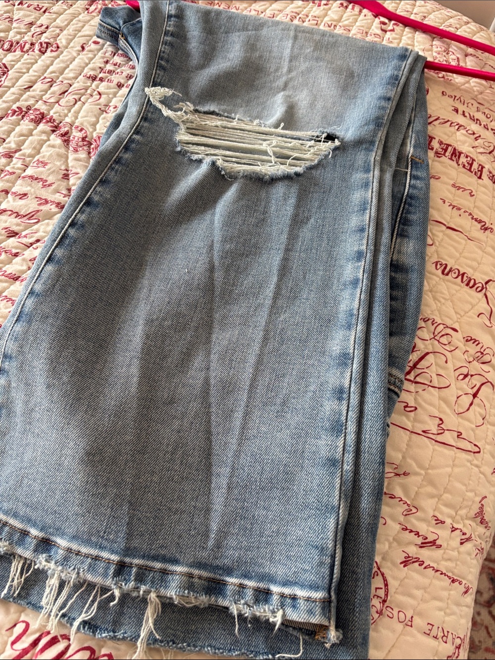 Good American Medium Wash Distressed Crop Mini Boot Jeans SIZE 18 - Picture 6 of 12